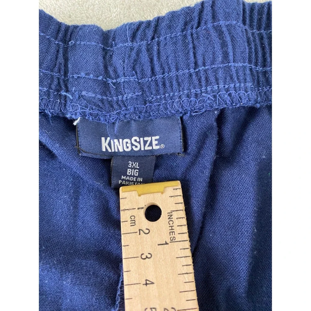 KingSize Mens 3XL Big Navy Blue Cotton Lounge Pajama Pants Elastic Drawstring
